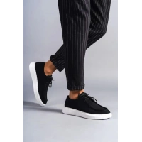 SLW170 Tornado Bağcıklı Süet Erkek Günlük Spor Klasik Ayakkabı BT - Siyah