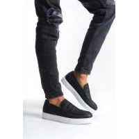 SLW180 Estilo X Bağcıksız Cilt Erkek Günlük Spor Klasik Ayakkabı BT - Siyah