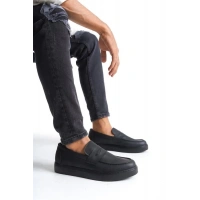 SLW180 Estilo X Bağcıksız Cilt Erkek Günlük Spor Klasik Ayakkabı ST - Siyah