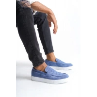 SLW180 Estilo X Bağcıksız Süet Erkek Günlük Spor Klasik Ayakkabı BT - Mavi
