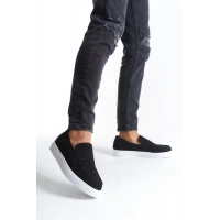 SLW180 Estilo X Bağcıksız Süet Erkek Günlük Spor Klasik Ayakkabı BT - Siyah