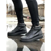 SLW202 Toronto Bağcıklı Cilt Erkek Spor Bot ST - Siyah