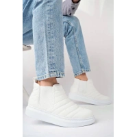 SLW205 Boston Bağcıksız Cilt Erkek Spor Bot BT - Beyaz