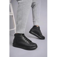 SLW206 Ottawa Bağcıklı Cilt Erkek Günlük Spor Bot ST - Siyah