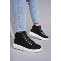 SLW206 Ottawa Bağcıklı Süet Erkek Günlük Spor Bot BT - Siyah