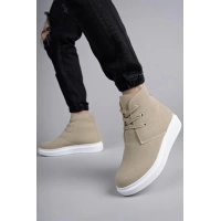 SLW207 Oslo Bağcıklı Süet Erkek Günlük Spor Bot BT - Krem