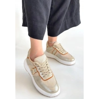 Tanwe Bej Cilt Bağcıklı Spor Ayakkabı
