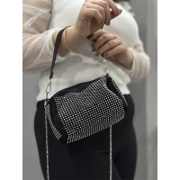 Taşlı siyah cilt çanta