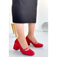 Tino Kırmızı Cilt Topuklu Ayakkabı