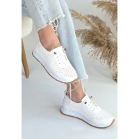 Tone Beyaz Cilt Bağcıklı Spor Ayakkabı