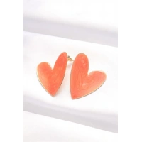 Turuncu Renk Mineli Kalp Küpe