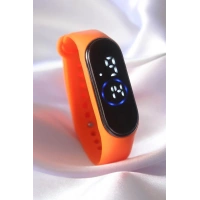 Turuncu Renk Silikon Dijital Dokunmatik Led Saat