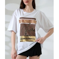 Varak çizgili Oversize Kadın T-Shirt