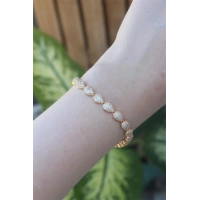 Vip Seri Pirinç Zirkon Taşlı Gold Renk Damla Model Bileklik