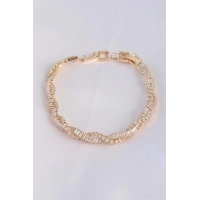 Vip Seri Pirinç Zirkon Taşlı Gold Renk Sarmal Model Bileklik