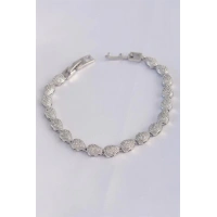 Vip Seri Pirinç Zirkon Taşlı Gümüş Renk Damla Model Bileklik