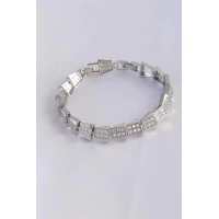 Vip Seri Pirinç Zirkon Taşlı Gümüş Renk Geometrik Bileklik