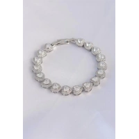 Vip Seri Pirinç Zirkon Taşlı Gümüş Renk Kalp Model Bileklik