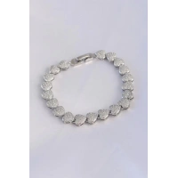 Vip Seri Pirinç Zirkon Taşlı Gümüş Renk Kalp Model Bileklik