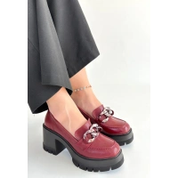 Winar Bordo Rugan Doldu Topuk Ayakkabı