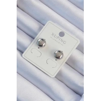 Xuping Gümüş Renk Minimal Bombeli Oval Küpe