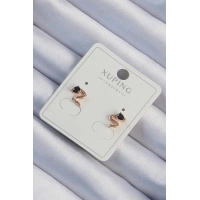 Xuping Rose Renk Siyah Zirkon Taşlı Kıvrımlı Küpe