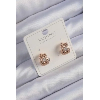 Xuping Rose Renk Zirkon Taşlı Geometrik Desenli Halka Küpe