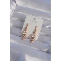 XUPİNG Rose Renk Zirkon Taşlı Geometrik Sallantılı Küpe