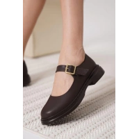 Yokox Kahverengi Cilt Oxford Ayakkabı