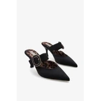 Yote Siyah Saten Topuklu Terlik