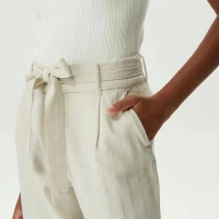 Yüksek Belli Linen Culotte Kadın Rengi Pantolon