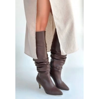 Zelya Kahverengi Cilt Topuklu Çizme