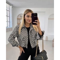 Zigzag Desenli Crop Kadın Ceket