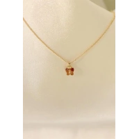 Zirkon Taşlı Mercan Renk Minimal Kelebek Kolye