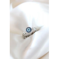 Zirkon Taşlı Nazarlı Gümüş Kaplama Kadın Yüzük