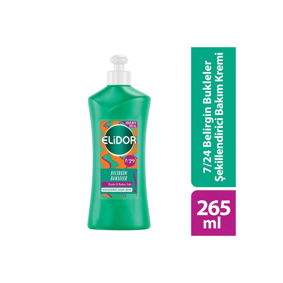 Elidor7 24 Şekillendirici Saç Bakım Kremi Belirgin Bukleler Elastin Badem Sütü 265 Ml