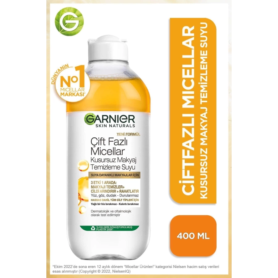 Garnier Çift Fazlı Micellar Kusursuz Makyaj Temizleme Suyu 400 Ml