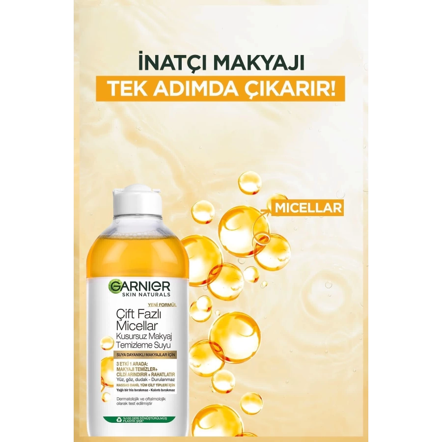 Garnier Çift Fazlı Micellar Kusursuz Makyaj Temizleme Suyu 400 Ml