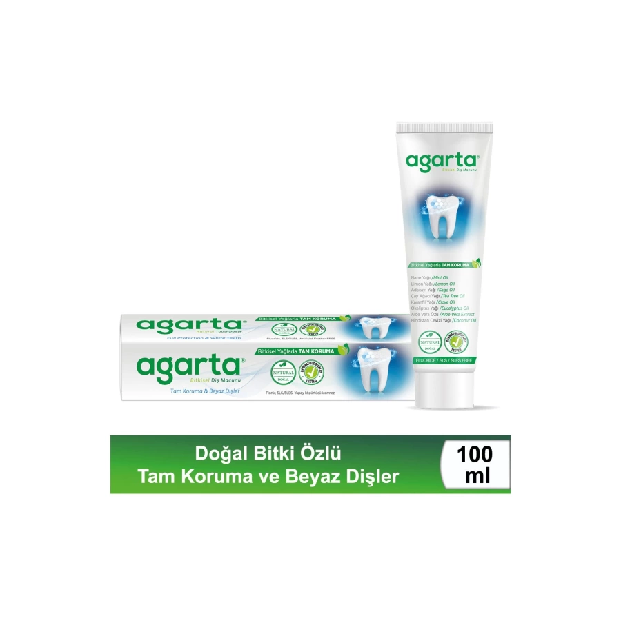 Agarta Doğal Bitki Özlü Florürsüz Beyazlatıcı Diş Macunu 100 Ml/130 Gr