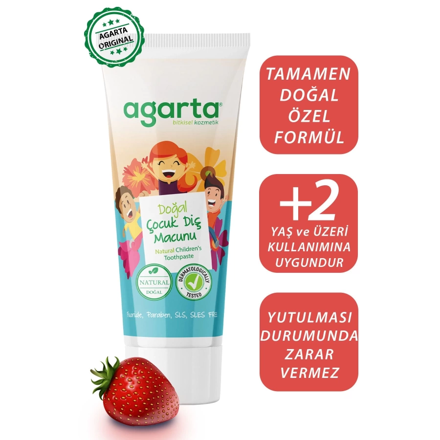 Agarta Doğal Florürsüz Çocuk Diş Macunu Çilekli 75 Ml