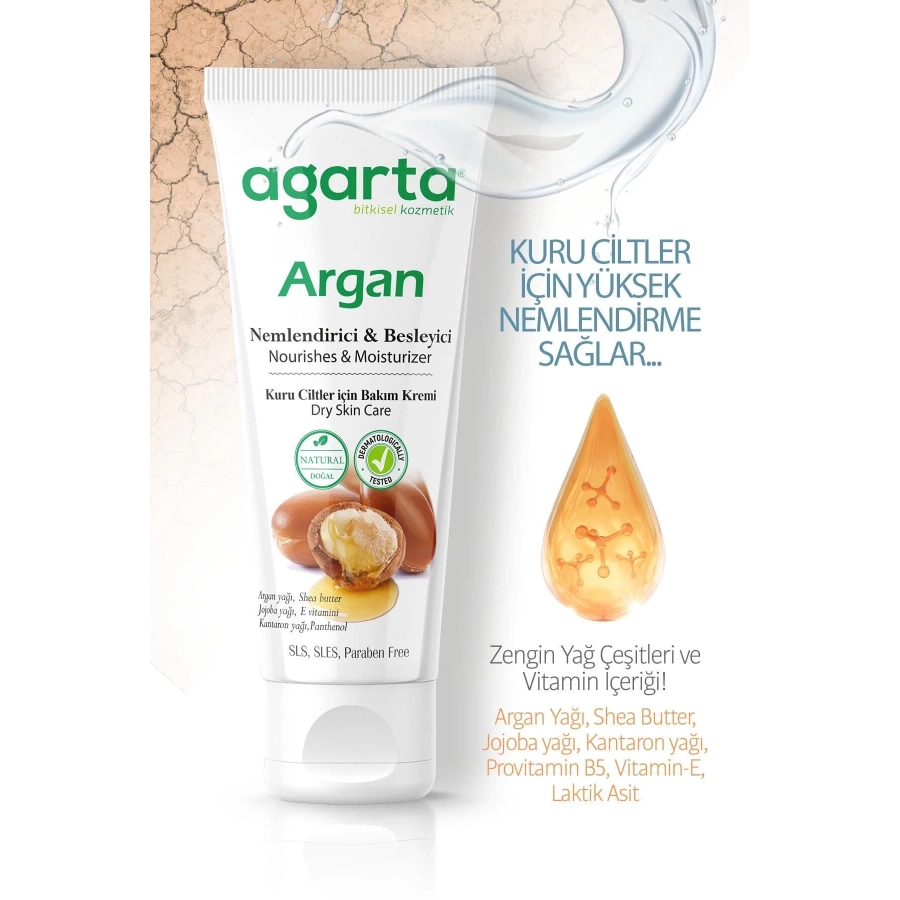 Agarta Doğal Yüz Ve El Besleyici Argan Yağlı Cilt Bakım Kremi 75 Ml