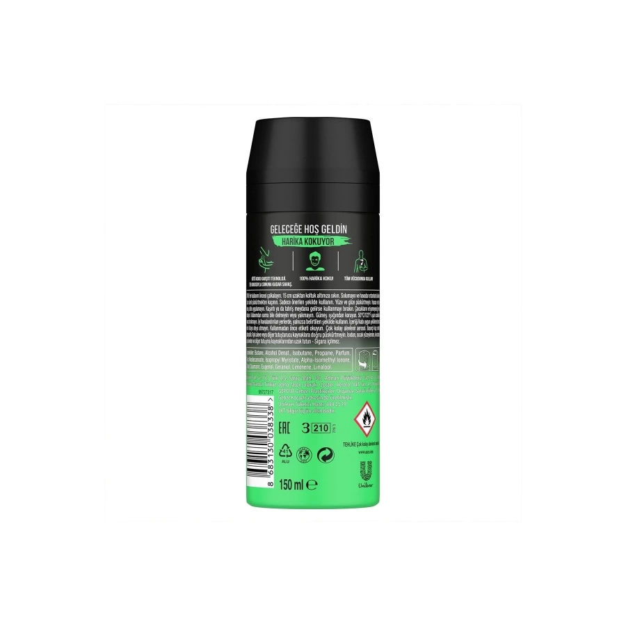 Axe Erkek Sprey Deodorant Jungle Fresh 48 Saat Etkileyici Koku 150 Ml