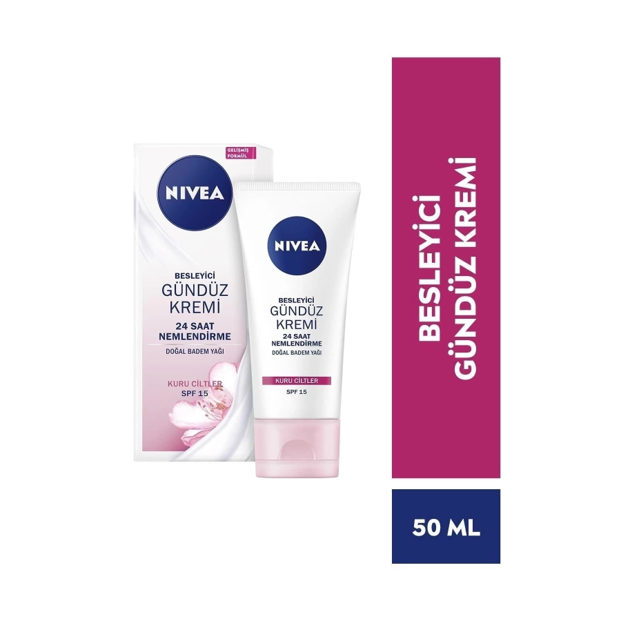 Nivea Essentials Besleyici Gündüz Yüz Bakım Kremi ,Kuru Ciltler,Doğal Badem Yağı Spf15 50 Ml