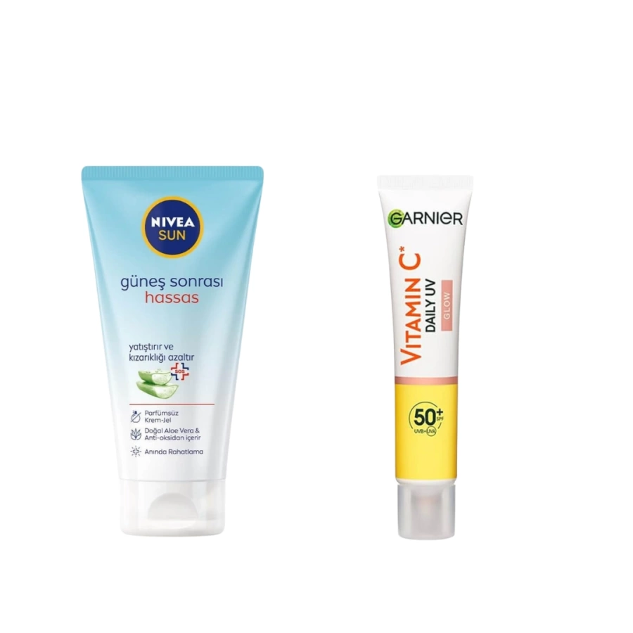 Garnier C Vitamini Günlük Uv Korumalı Güneş Yüz Kremi Spf50 Görünmez Doku 40 Ml + Nivea Sun Güneş Sonrası Aloe Vera 175 Ml