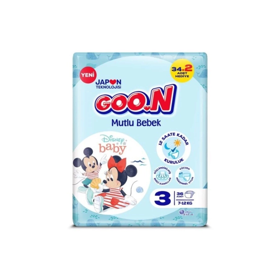 Goon Mutlu Bebek Bebek Bezi Beden:3 (7-12Kg) Midi 36 Adet Jumbo Pk