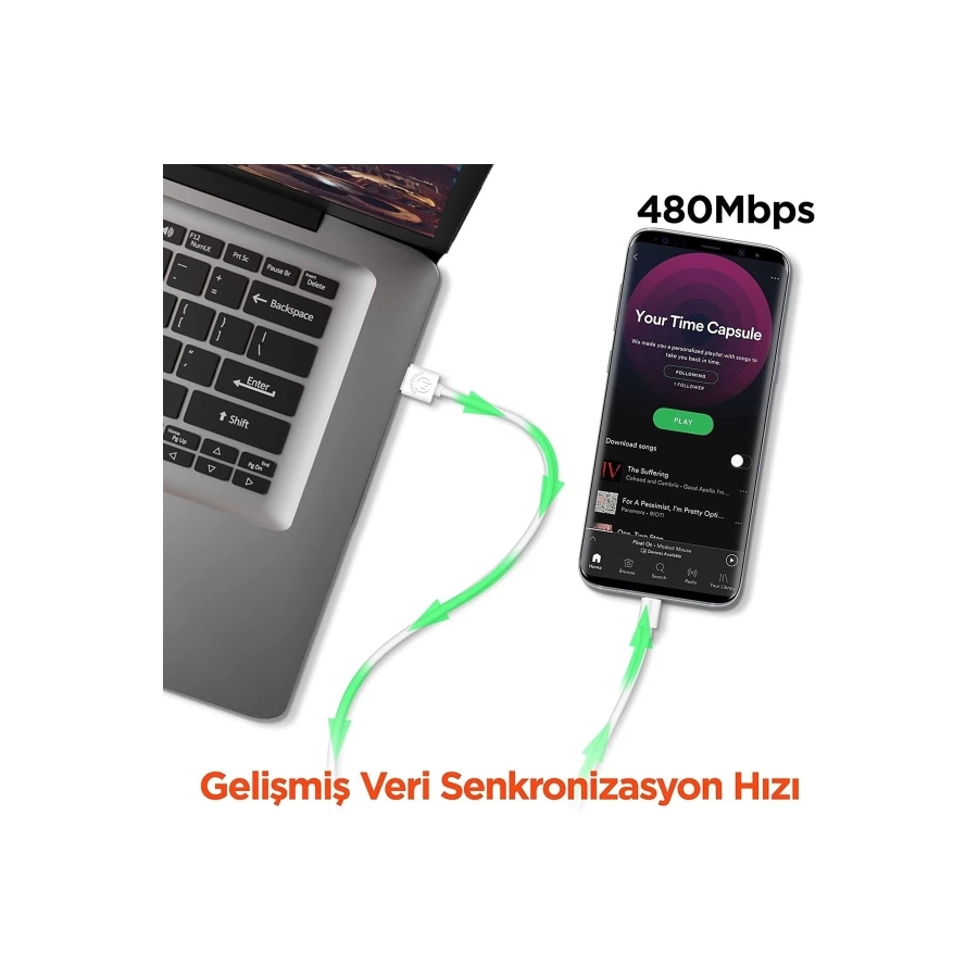 HyperGear Kablo Usb A To Usb C - Beyaz