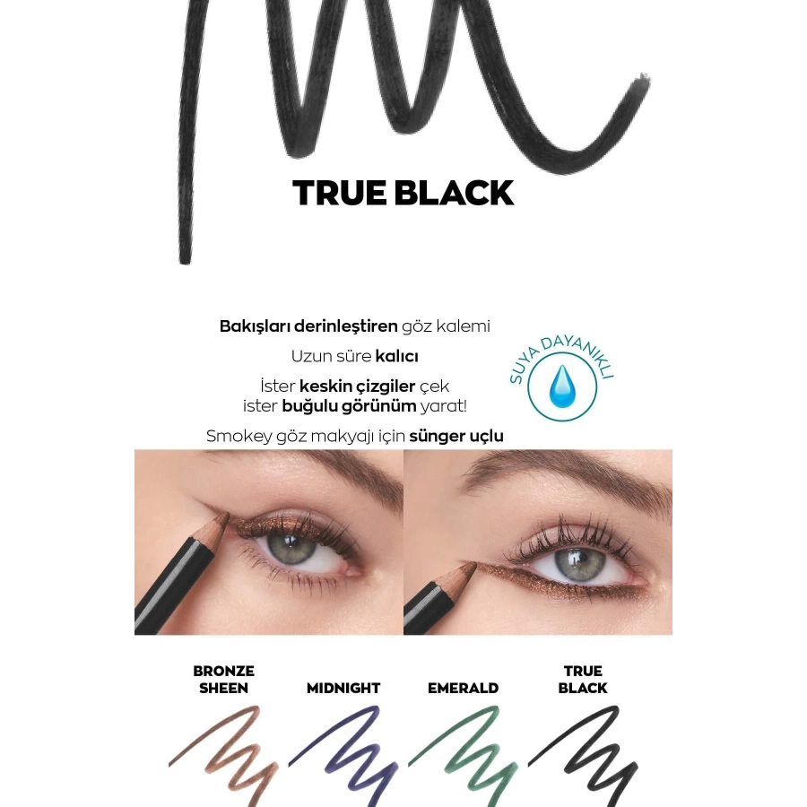 Avon Kohl Sünger Uçlu Suya Dayanıklı Göz Kalemi True Black