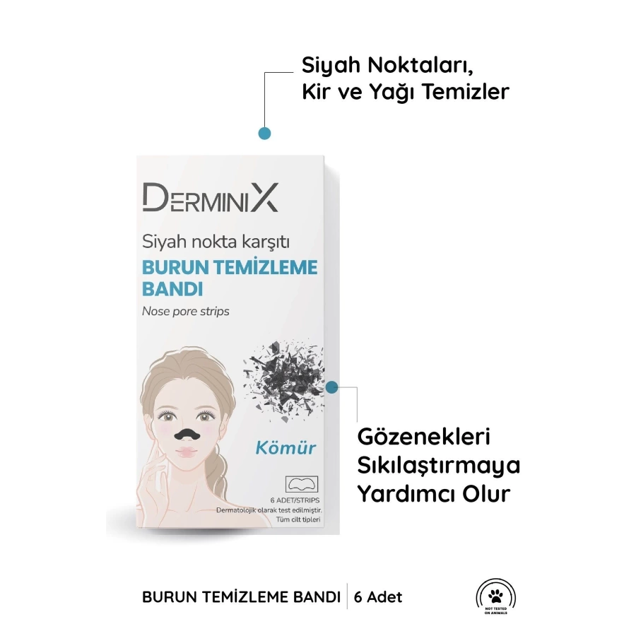 Derminix Kömürlü Siyah Nokta Ve Gözenek Temizleyici Burun Bandı