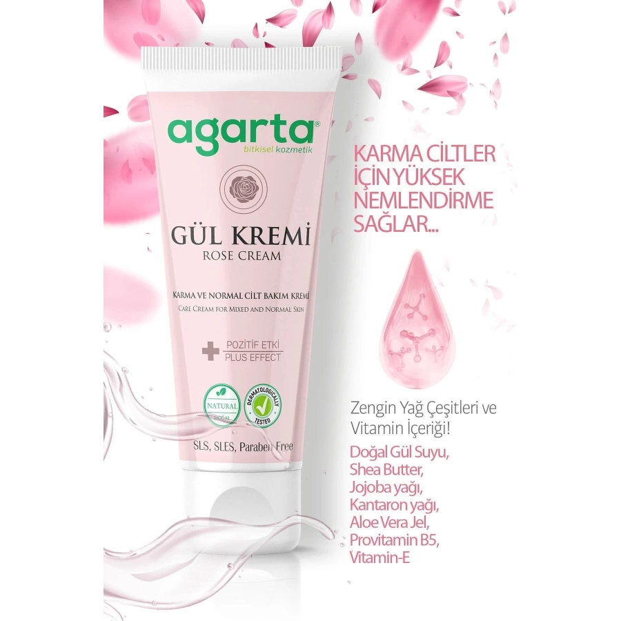 Agarta Kul- Doğal Yüz Ve El Nemlendirici Gül Aromalı Cilt Bakım Kremi 75 Ml