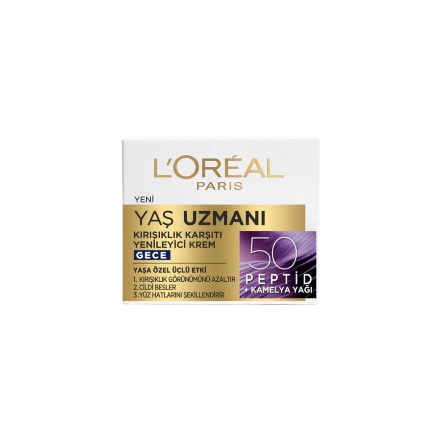 Loreal Paris Yaş Uzmanı 50+ Kırışıklık Karşıtı Yenileyici Gece Kremi 50 Ml